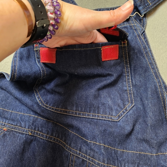Vintage Classic Women's Denim Short Overalls - Dark Blue Sz Med - Picture 4 of 12